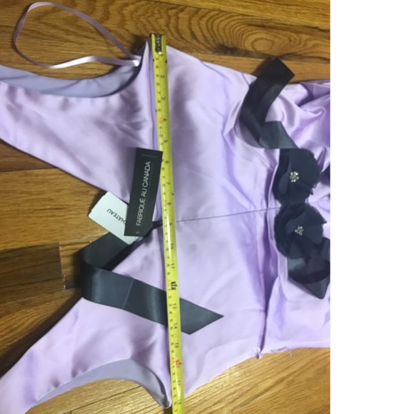 Le Chateau Stretchy Satin Lilac Lavender Bodycon Cocktail Wedding Formal dress - Picture 3 of 9